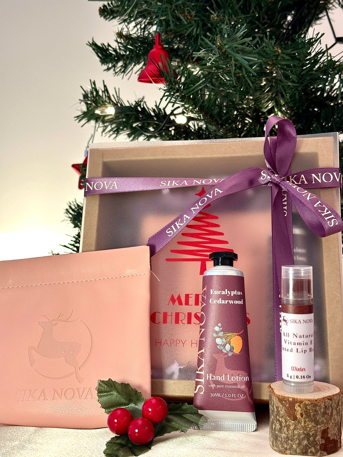 Travel kit- Hand lotion, Tinted lip balm, Pouch