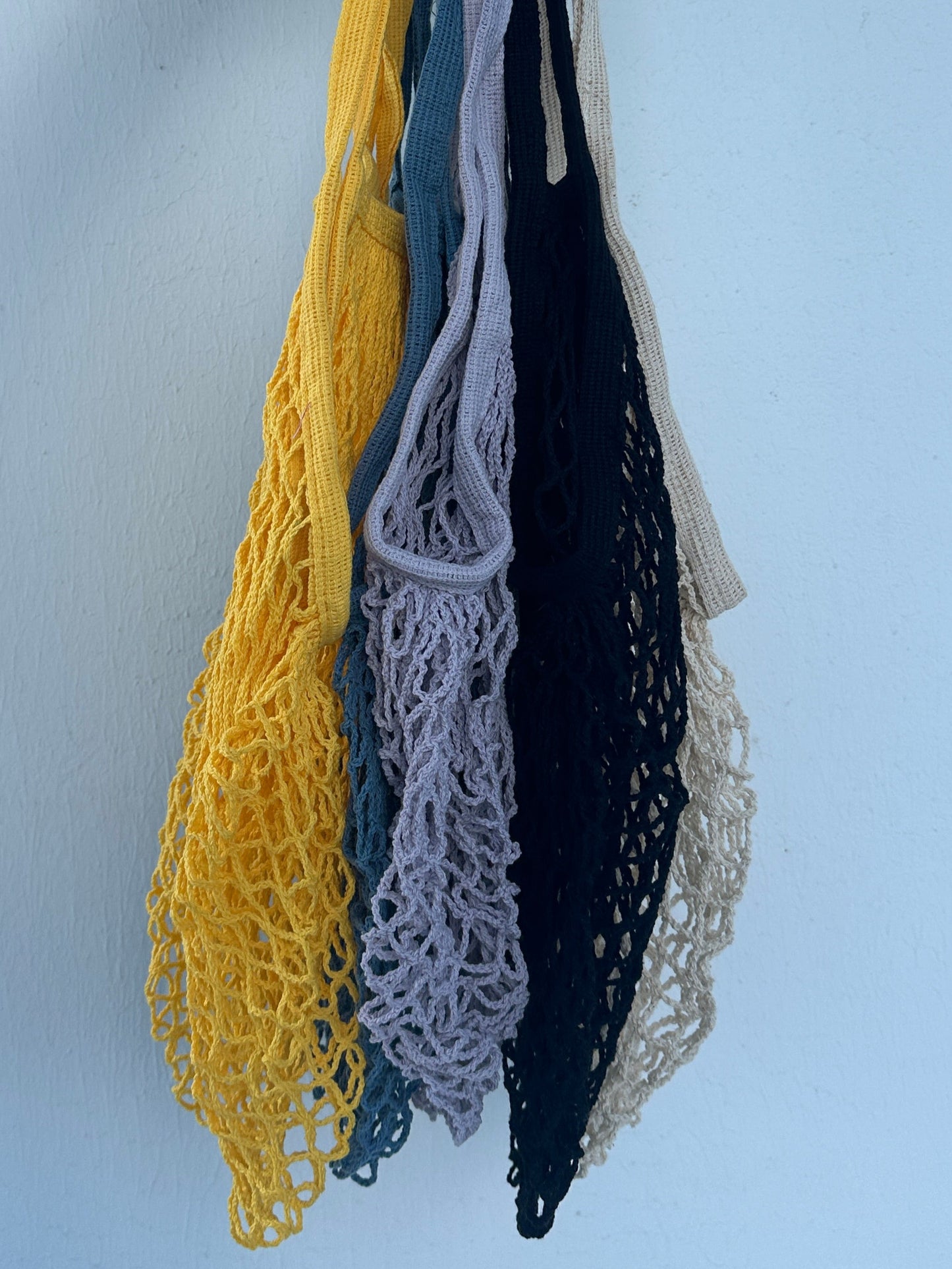 Reusable, Foldable, Lightweight Cotton Mesh Bag with Long Handles