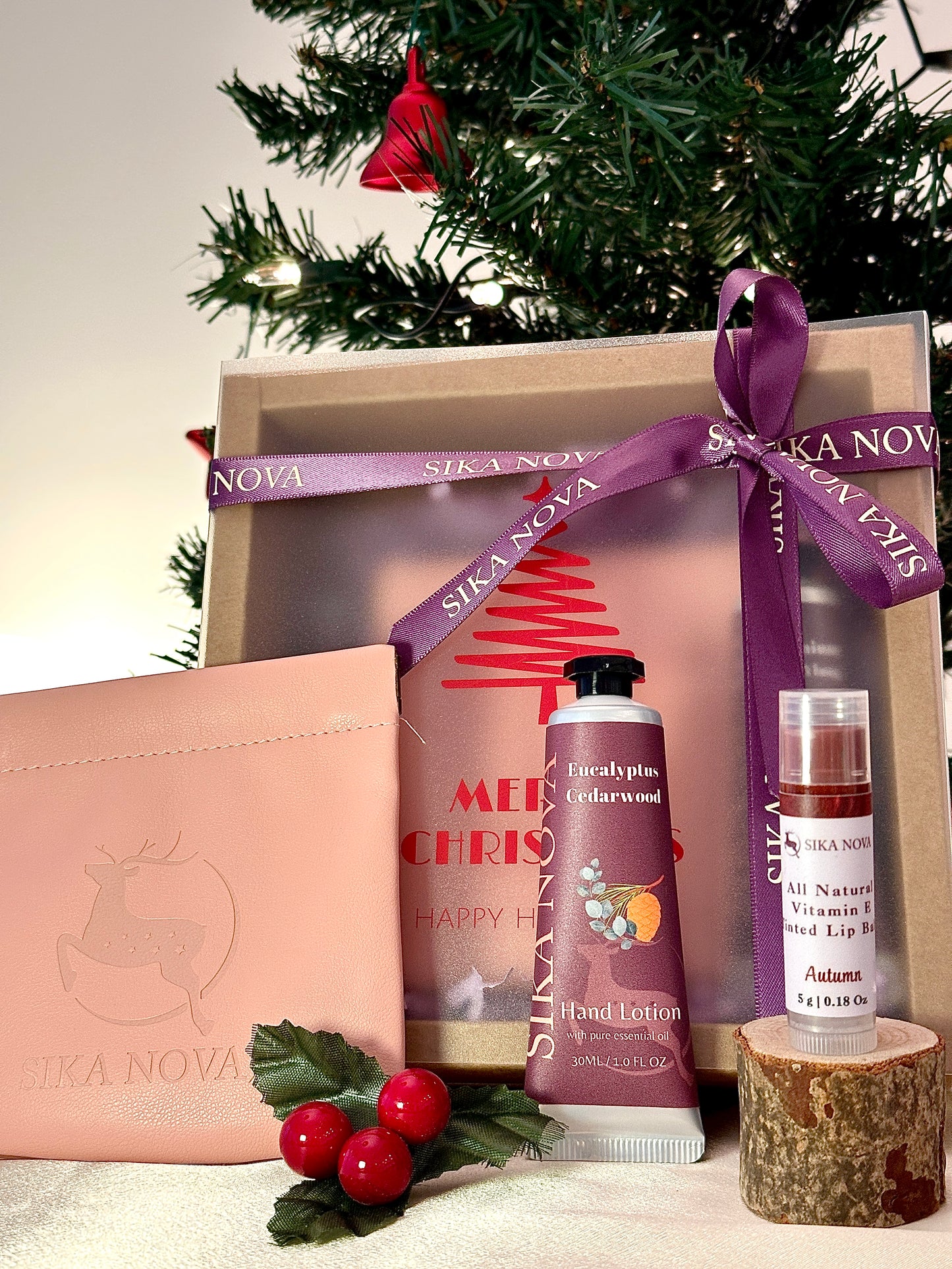 Travel kit- Hand lotion, Tinted lip balm, Pouch