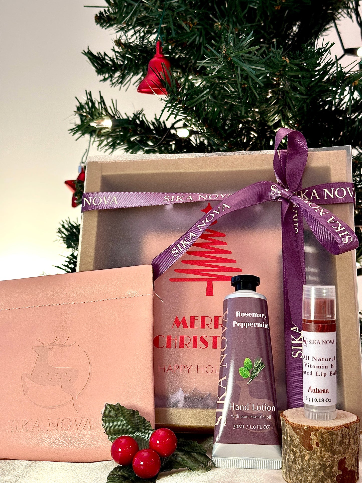 Travel kit- Hand lotion, Tinted lip balm, Pouch