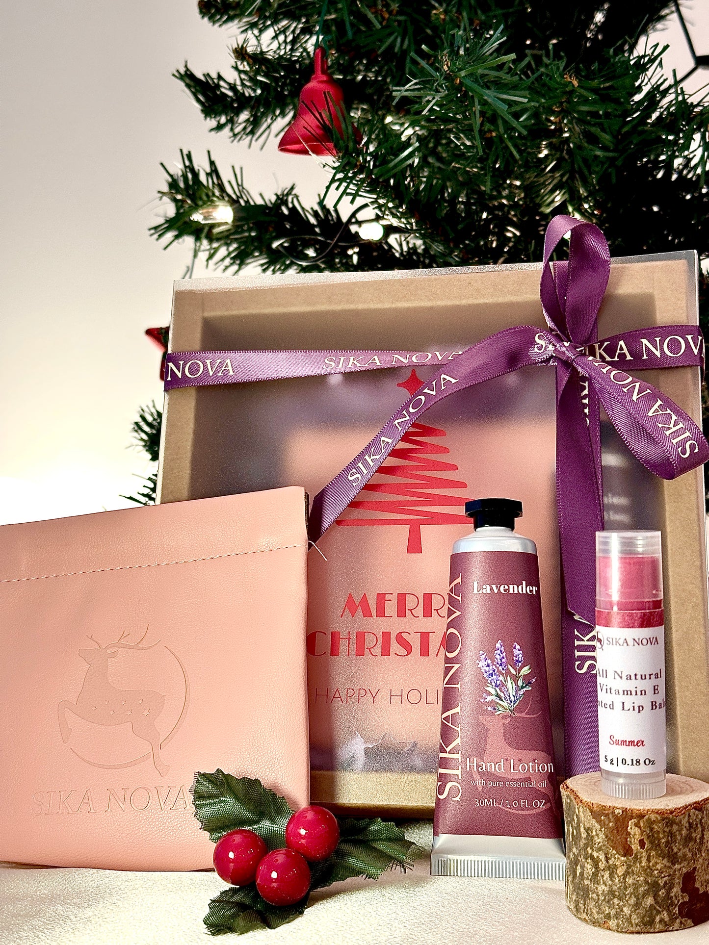 Travel kit- Hand lotion, Tinted lip balm, Pouch