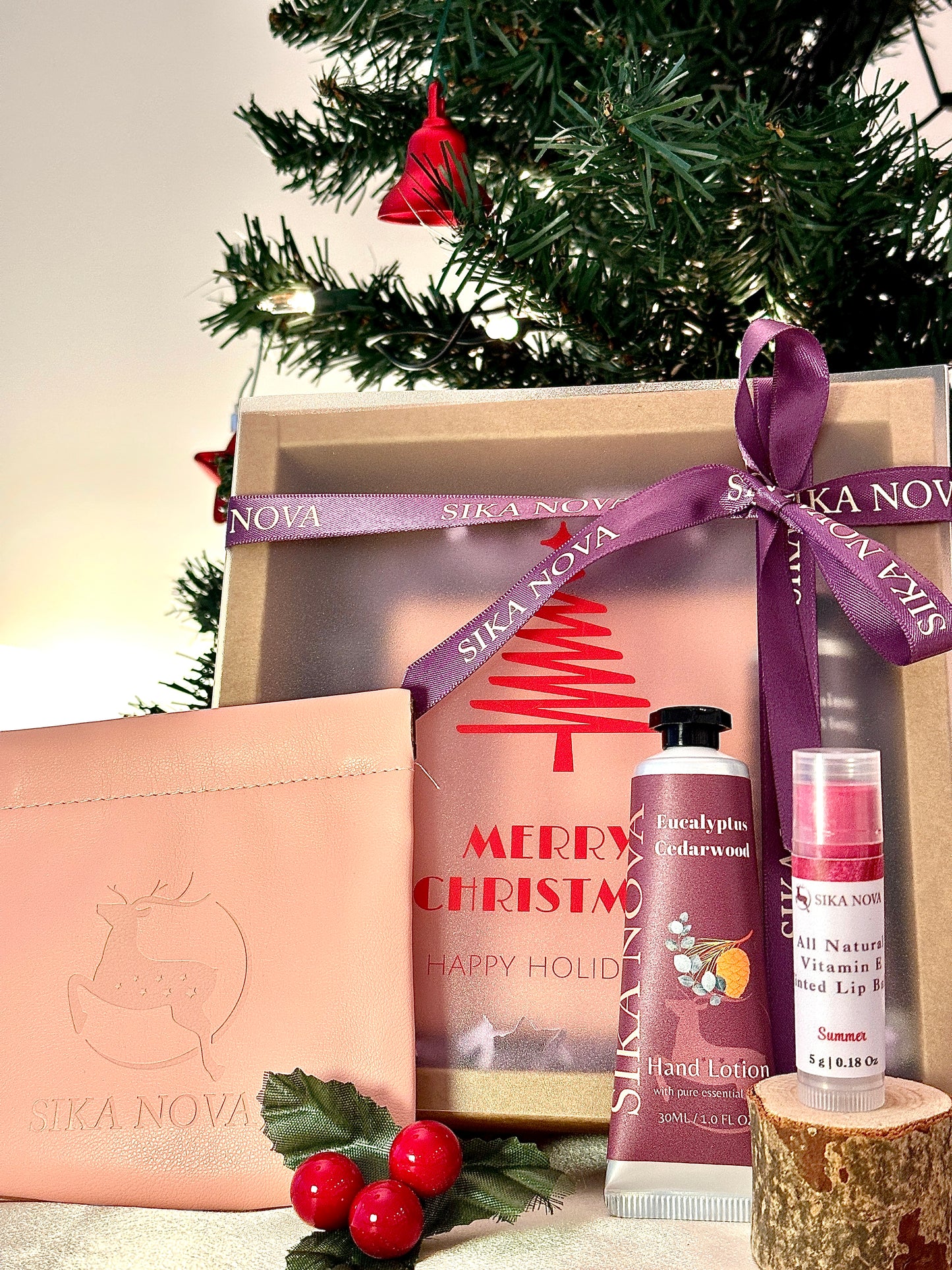 Travel kit- Hand lotion, Tinted lip balm, Pouch