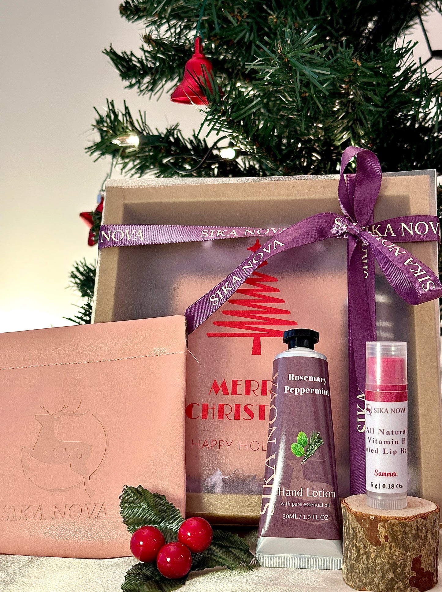 Travel kit- Hand lotion, Tinted lip balm, Pouch