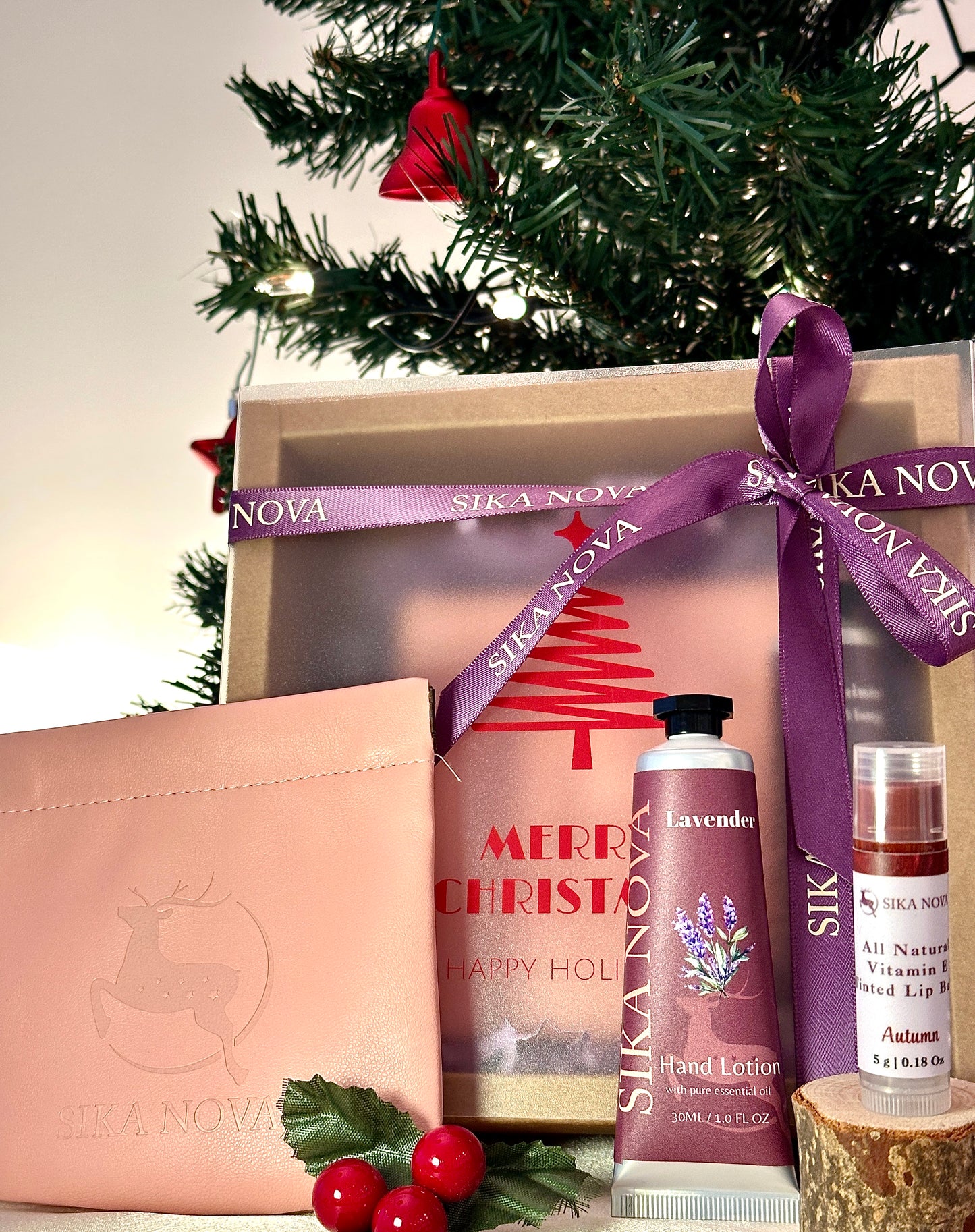 Travel kit- Hand lotion, Tinted lip balm, Pouch